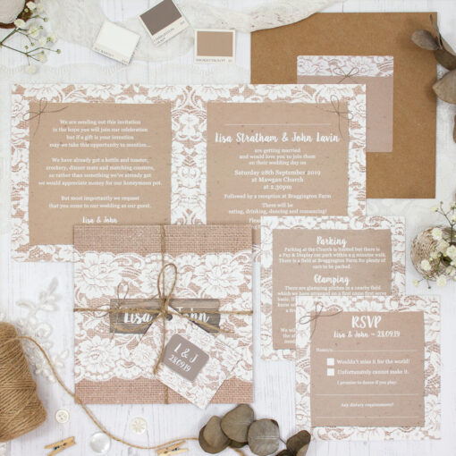 Chantilly Lace Wedding showing invitation