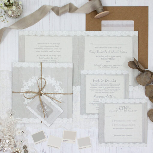 Grey Whisper Wedding showing invitation