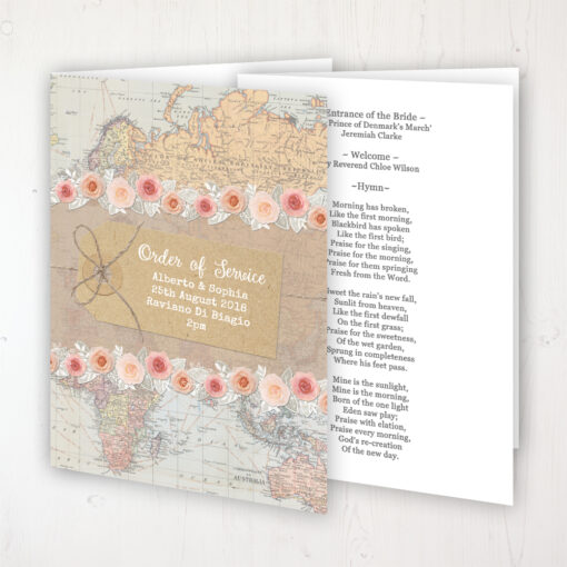 Adventure Wedding Order of Service - Booklet Personalised Front & Inside Pages