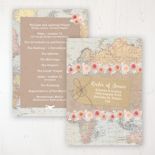 Adventure Wedding Order of Service - Card Personalised front and back