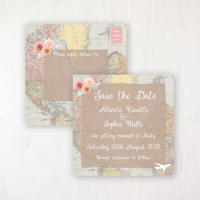 Adventure Wedding Save the Date Postcard Personalised Front & Back