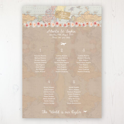 Adventure Wedding Table Plan Poster Personalised with Table and Guest Names
