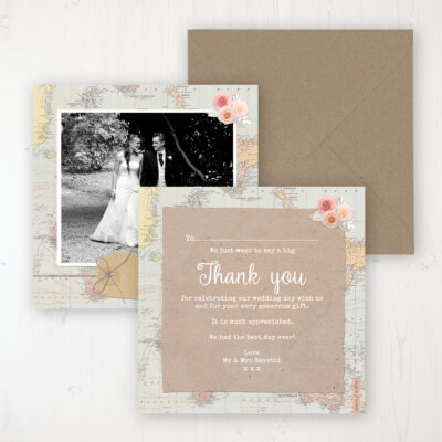 Adventure Wedding Thank You Card - Flat Personalised with a Message & Photo