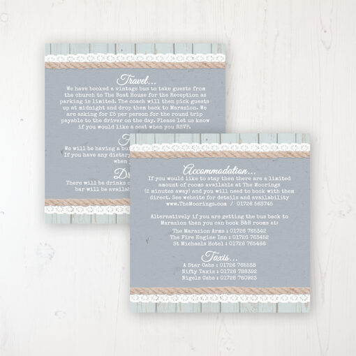 Anchored in Love Wedding Info Insert Card Personalised Front & Back