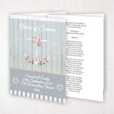 Anchored in Love Wedding Order of Service - Booklet Personalised Front & Inside Pages