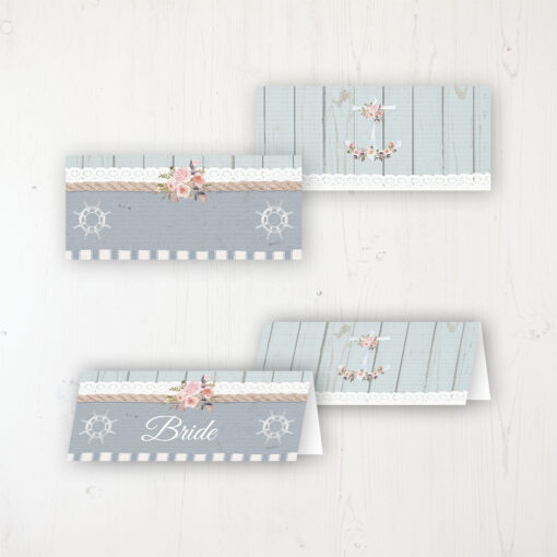 Anchored in Love Wedding Place Name Cards Blank and Personalised with Flat or Folded Option