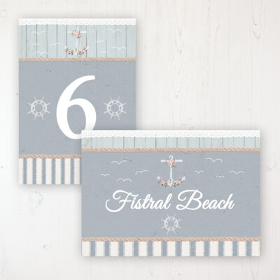 Anchored in Love Wedding Table Name & Number Personalised Table Name Card and Number Card