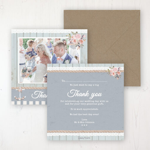 Anchored in Love Wedding Thank You Card - Flat Personalised with a Message & Photo