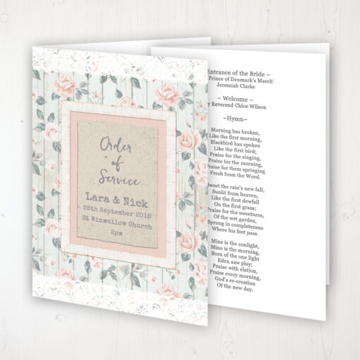 Apricot Sunrise Wedding Order of Service - Booklet Personalised Front & Inside Pages