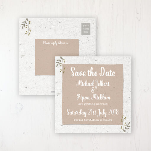 Botanical Garden Wedding Save the Date Postcard Personalised Front & Back