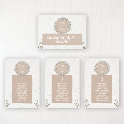 Botanical Garden Wedding Table Plan Cards Personalised with Table Names and Guest Names
