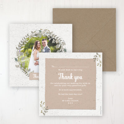 Botanical Garden Wedding Thank You Card - Flat Personalised with a Message & Photo