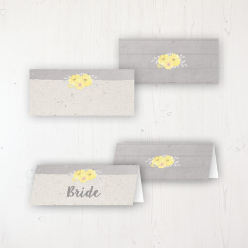 Buttercup Flutter Wedding Place Name Cards Blank and Personalised with Flat or Folded Option