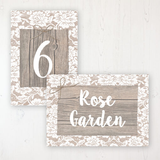 Chantilly Lace Wedding Table Name & Number Personalised Table Name Card and Number Card