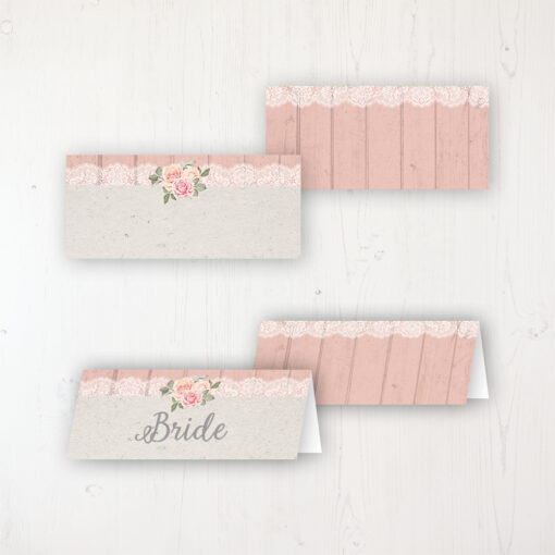 Coral Haze Wedding Place Name Cards Blank and Personalised with Flat or Folded Option