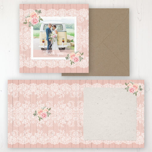 Coral Haze Wedding Thank You Card - Folded Personalised with a Message & Photo