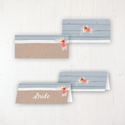 Cornflower Meadow Wedding Place Name Cards Blank and Personalised with Flat or Folded Option