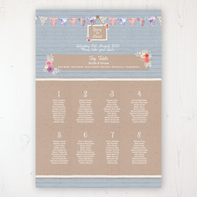 Cornflower Meadow Wedding Table Plan Poster Personalised with Table and Guest Names