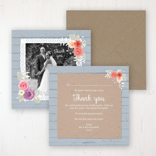 Cornflower Meadow Wedding Thank You Card - Flat Personalised with a Message & Photo