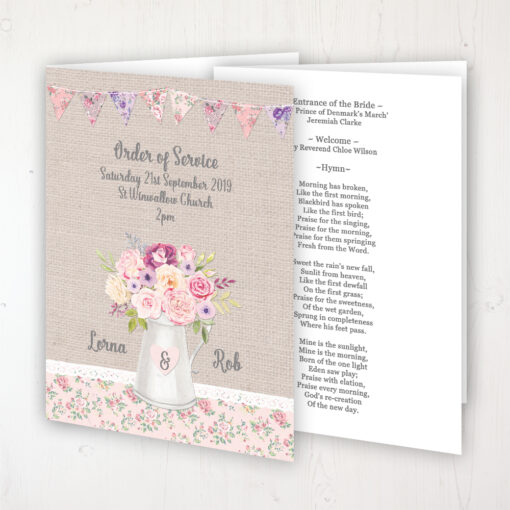 Floral Blooms Wedding Order of Service - Booklet Personalised Front & Inside Pages