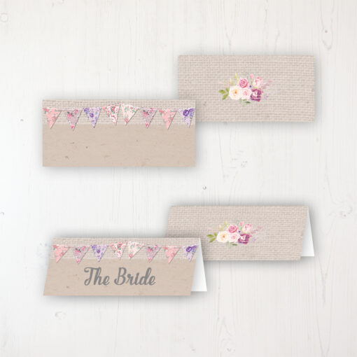 Floral Blooms Wedding Place Name Cards Blank and Personalised with Flat or Folded Option