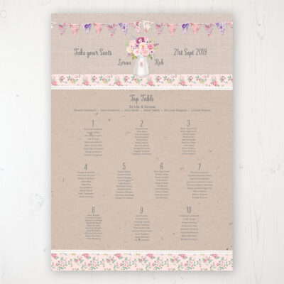 Floral Blooms Wedding Table Plan Poster Personalised with Table and Guest Names