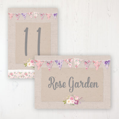 Floral Blooms Wedding Table Name & Number Personalised Table Name Card and Number Card