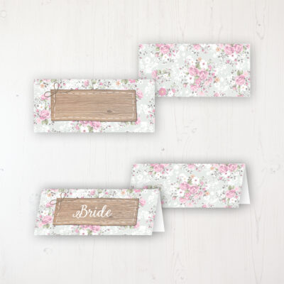 Floral Furrows Wedding Place Name Cards Blank and Personalised with Flat or Folded Option