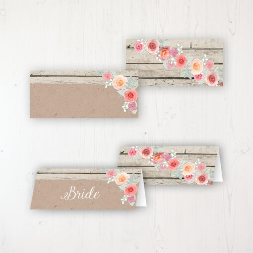 Flower Crown Wedding Place Name Cards Blank and Personalised with Flat or Folded Option