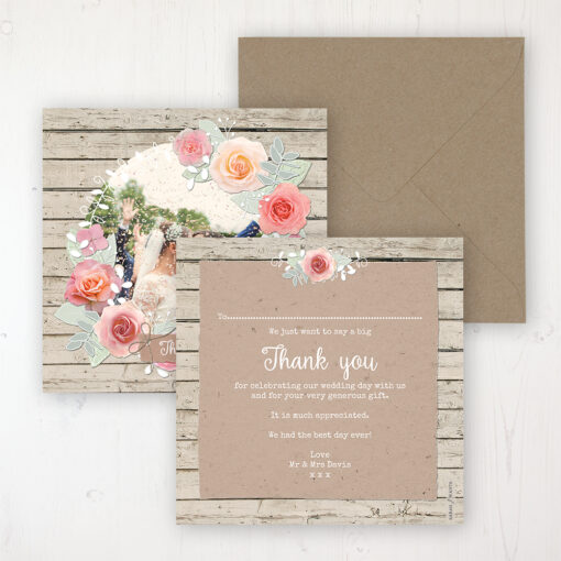 Flower Crown Wedding Thank You Card - Flat Personalised with a Message & Photo