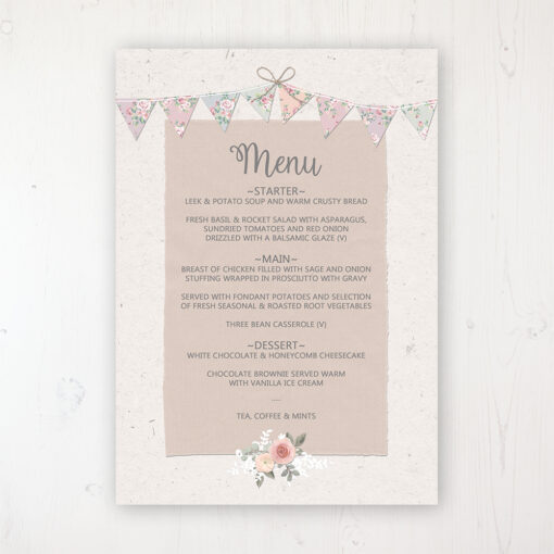 Going to the Chapel Wedding Menu Card Personalised to display on tables