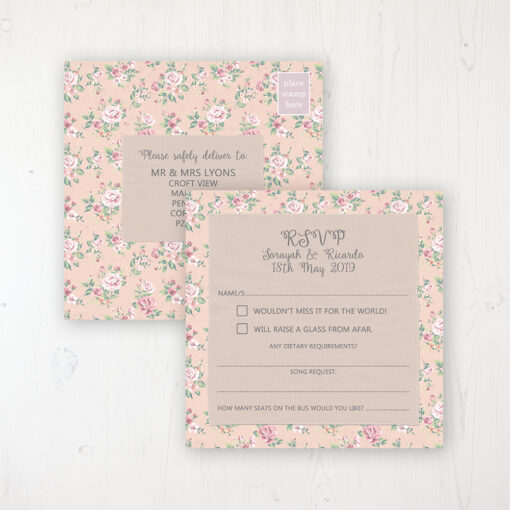 Going to the Chapel Wedding RSVP Postcard Personalised Front & Back