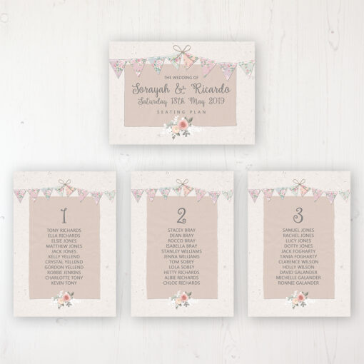 Going to the Chapel Wedding Table Plan Cards Personalised with Table Names and Guest Names