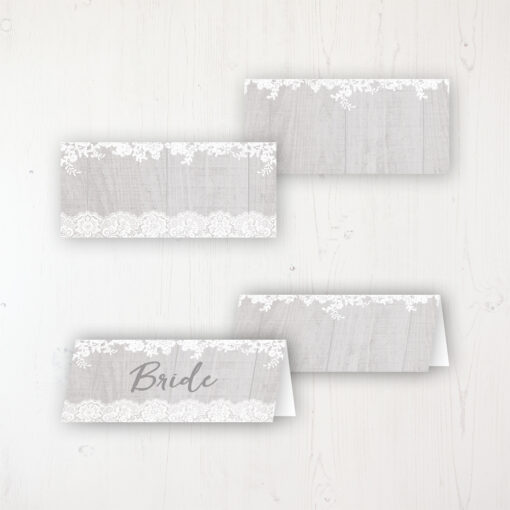 Grey Whisper Wedding Place Name Cards Blank and Personalised with Flat or Folded Option