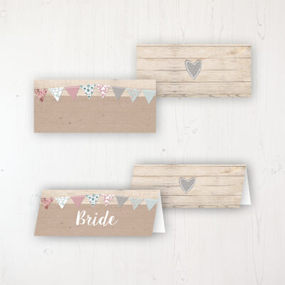Lovebirds Wedding Place Name Cards Blank and Personalised with Flat or Folded Option