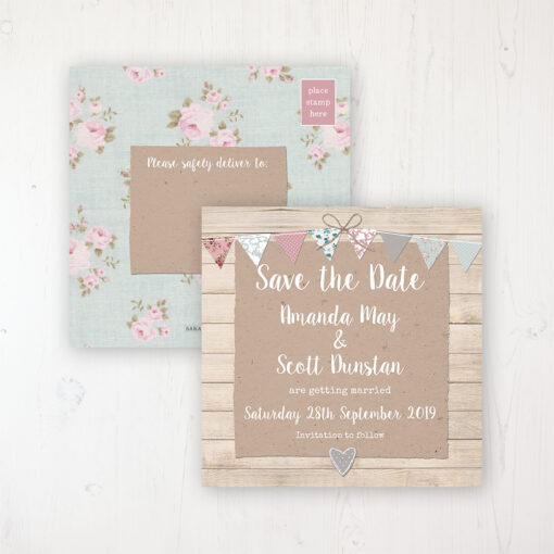 Lovebirds Wedding Save the Date Postcard Personalised Front & Back
