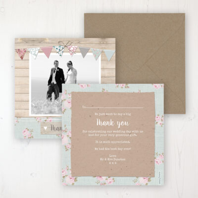 Lovebirds Wedding Thank You Card - Flat Personalised with a Message & Photo