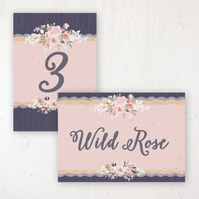 Midnight Glimmer Wedding Table Name & Number Personalised Table Name Card and Number Card