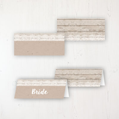 Natural Elegance Wedding Place Name Cards Blank and Personalised with Flat or Folded Option