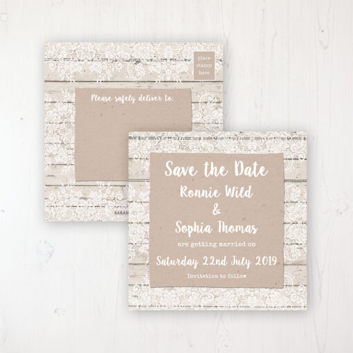 Natural Elegance Wedding Save the Date Postcard Personalised Front & Back