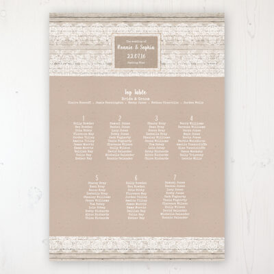 Natural Elegance Wedding Table Plan Poster Personalised with Table and Guest Names