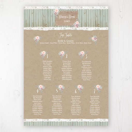 Ophelia Sage Wedding Table Plan Poster Personalised with Table and Guest Names