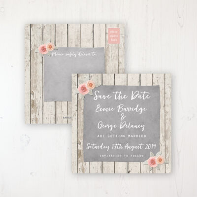 Rose Cottage Wedding Save the Date Postcard Personalised Front & Back