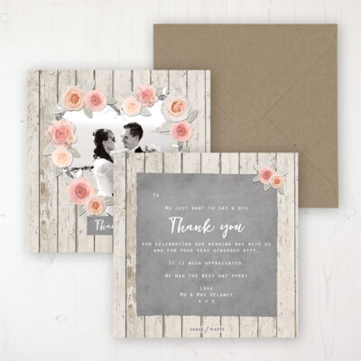 Rose Cottage Wedding Thank You Card - Flat Personalised with a Message & Photo