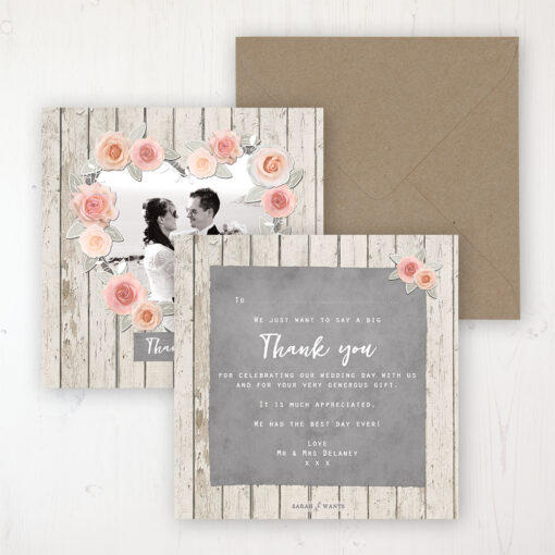 Rose Cottage Wedding Thank You Card - Flat Personalised with a Message & Photo