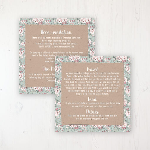 Rustic Barn Wedding Info Insert Card Personalised Front & Back