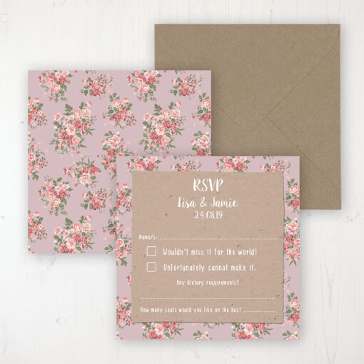 Rustic Barn Wedding RSVP Personalised Front & Back with Rustic Envelope