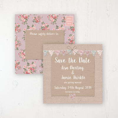 Rustic Barn Wedding Save the Date Postcard Personalised Front & Back