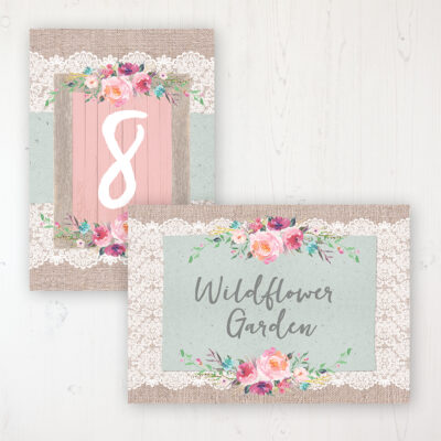 Rustic Farmhouse Wedding Table Name & Number Personalised Table Name Card and Number Card