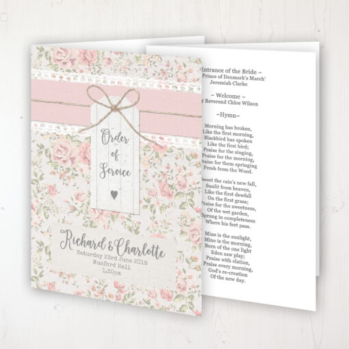 Summer Breeze Wedding Order of Service - Booklet Personalised Front & Inside Pages